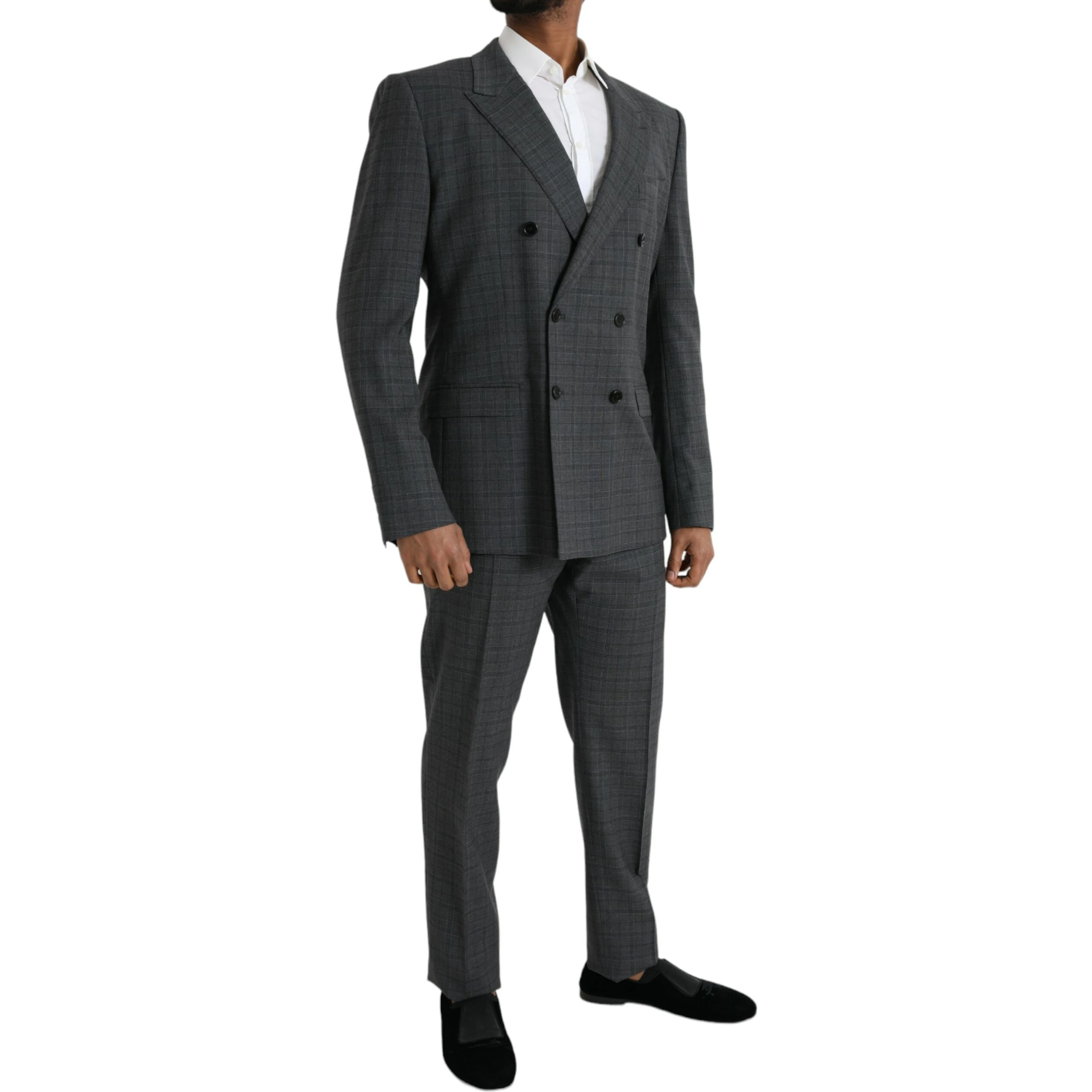 Gray Plaid Wool MARTINI Formal 2 Piece Suit