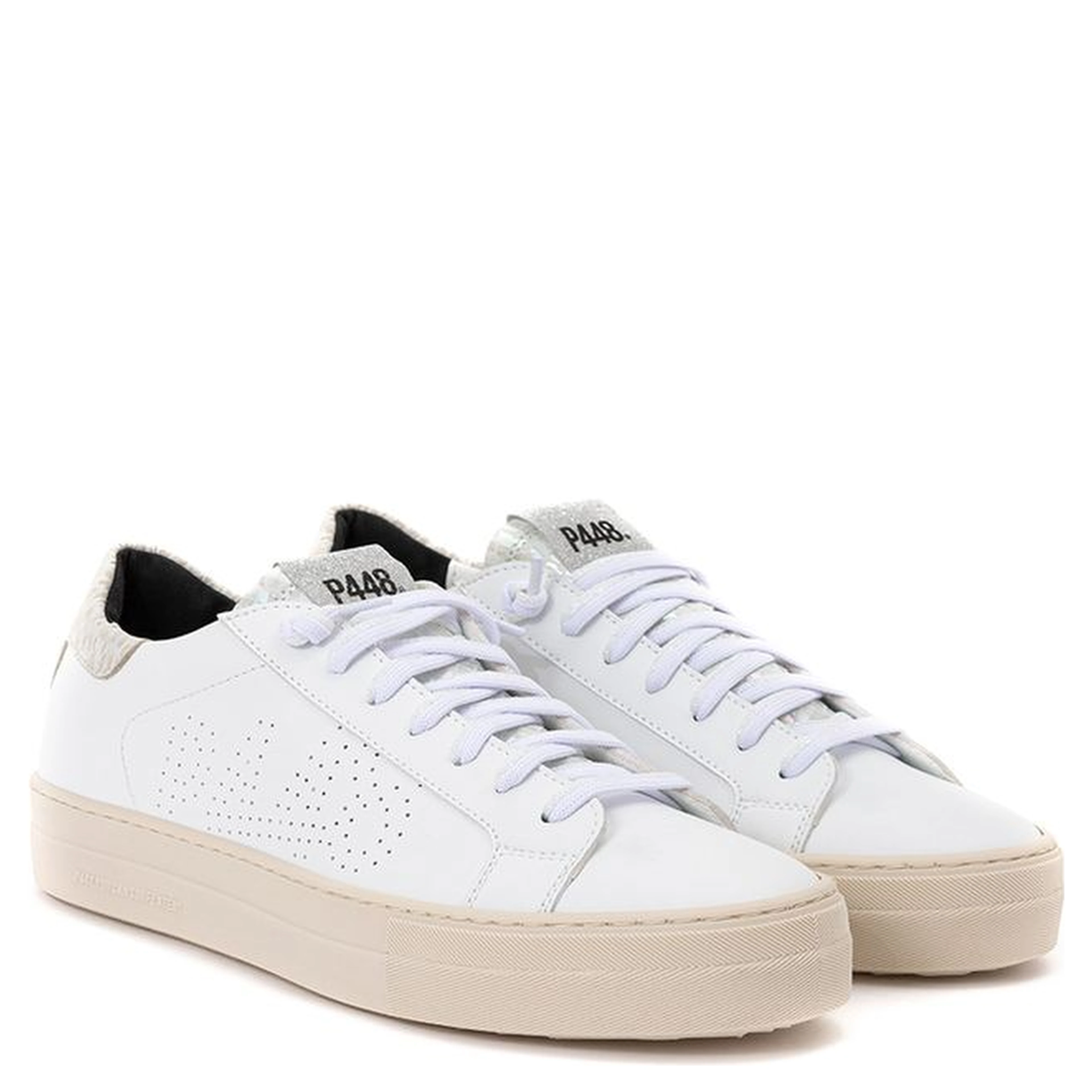 White Leather Low Top Sneakers