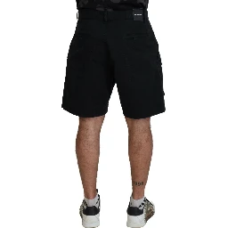 Black Cotton Cargo Boxer Above Knee Shorts