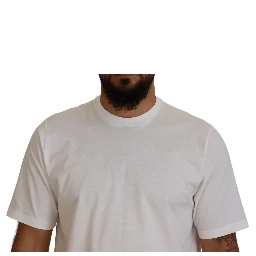 White Cotton Short Sleeves Crewneck T-shirt