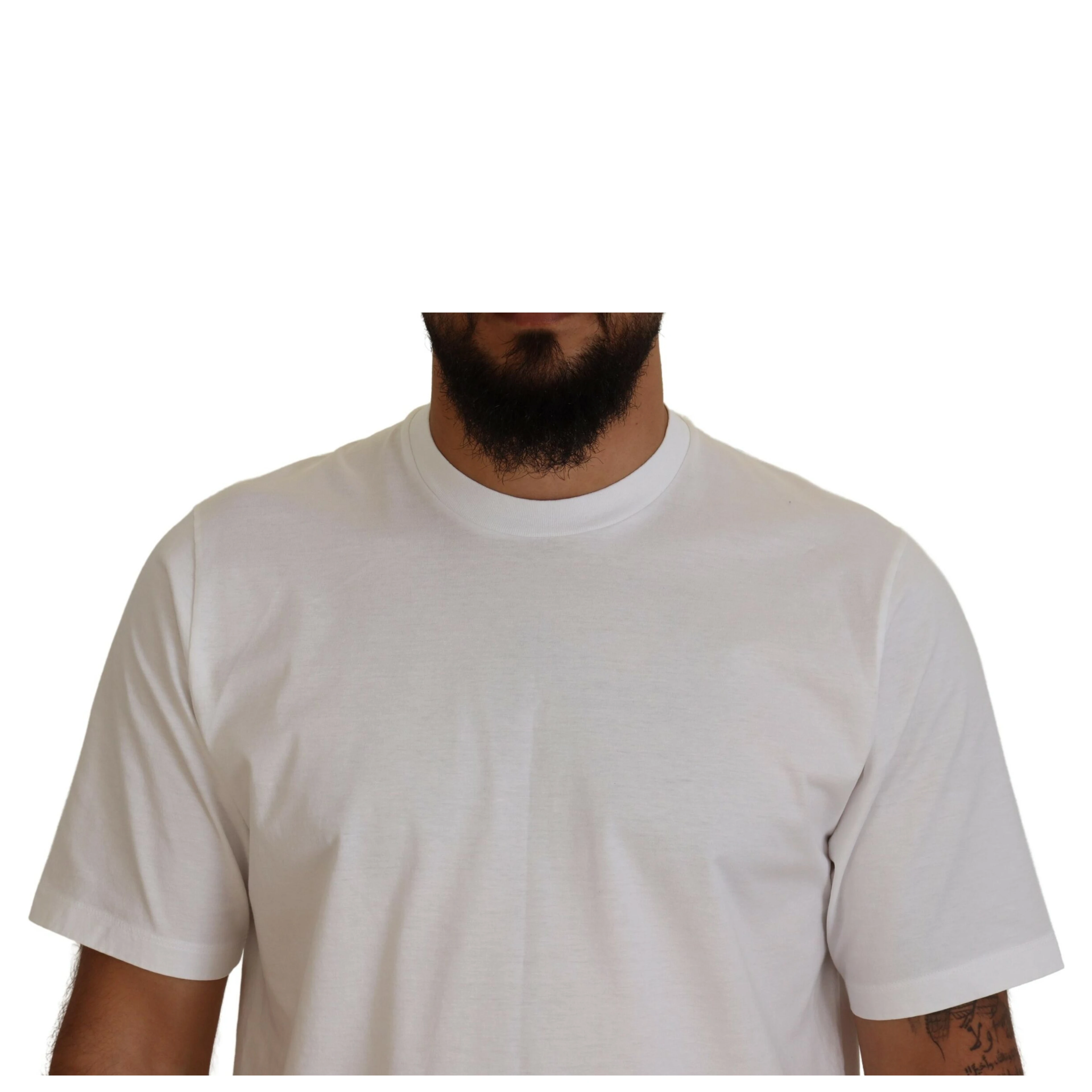 White Cotton Short Sleeves Crewneck T-shirt
