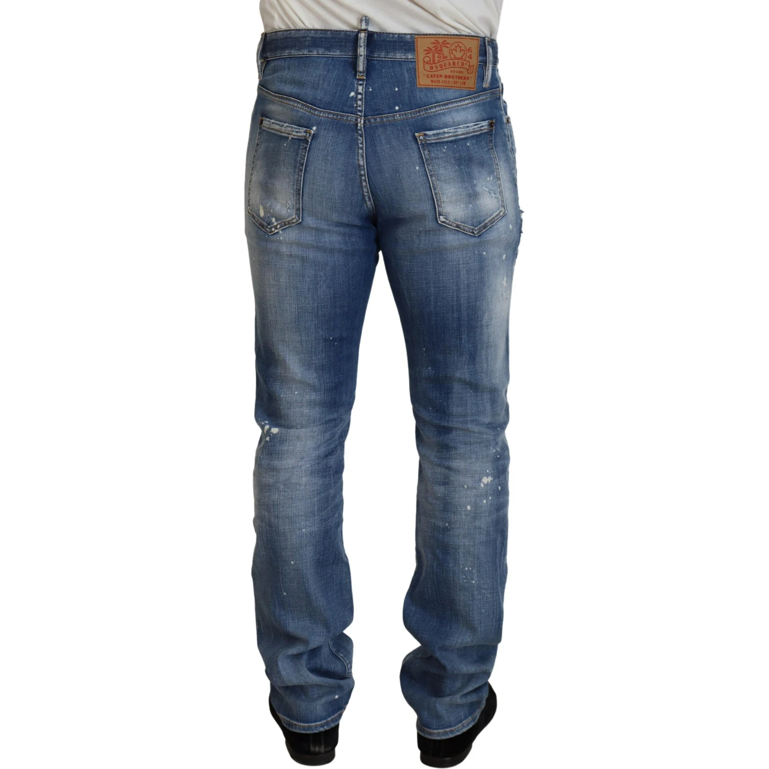 Blue Washed Tattered Straight Fit Casual Denim Jeans