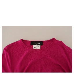 Fuchsia Viscose Long Sleeves Ruched Mini Dress