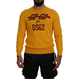 Orange Wool Long Sleeves Men Pullover Sweater