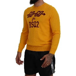 Orange Wool Long Sleeves Men Pullover Sweater