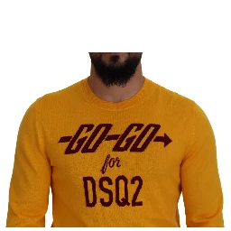 Orange Wool Long Sleeves Men Pullover Sweater