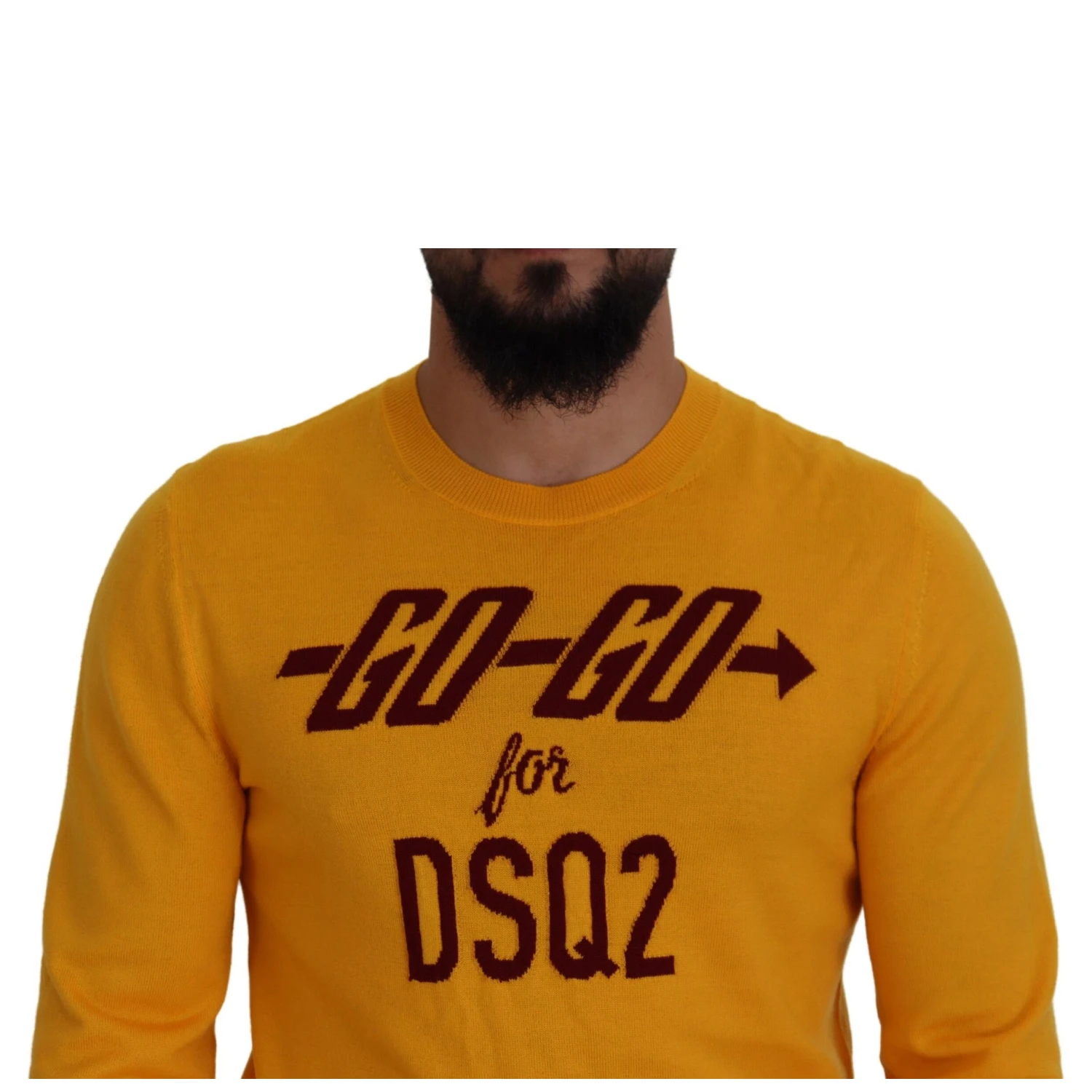 Orange Wool Long Sleeves Men Pullover Sweater