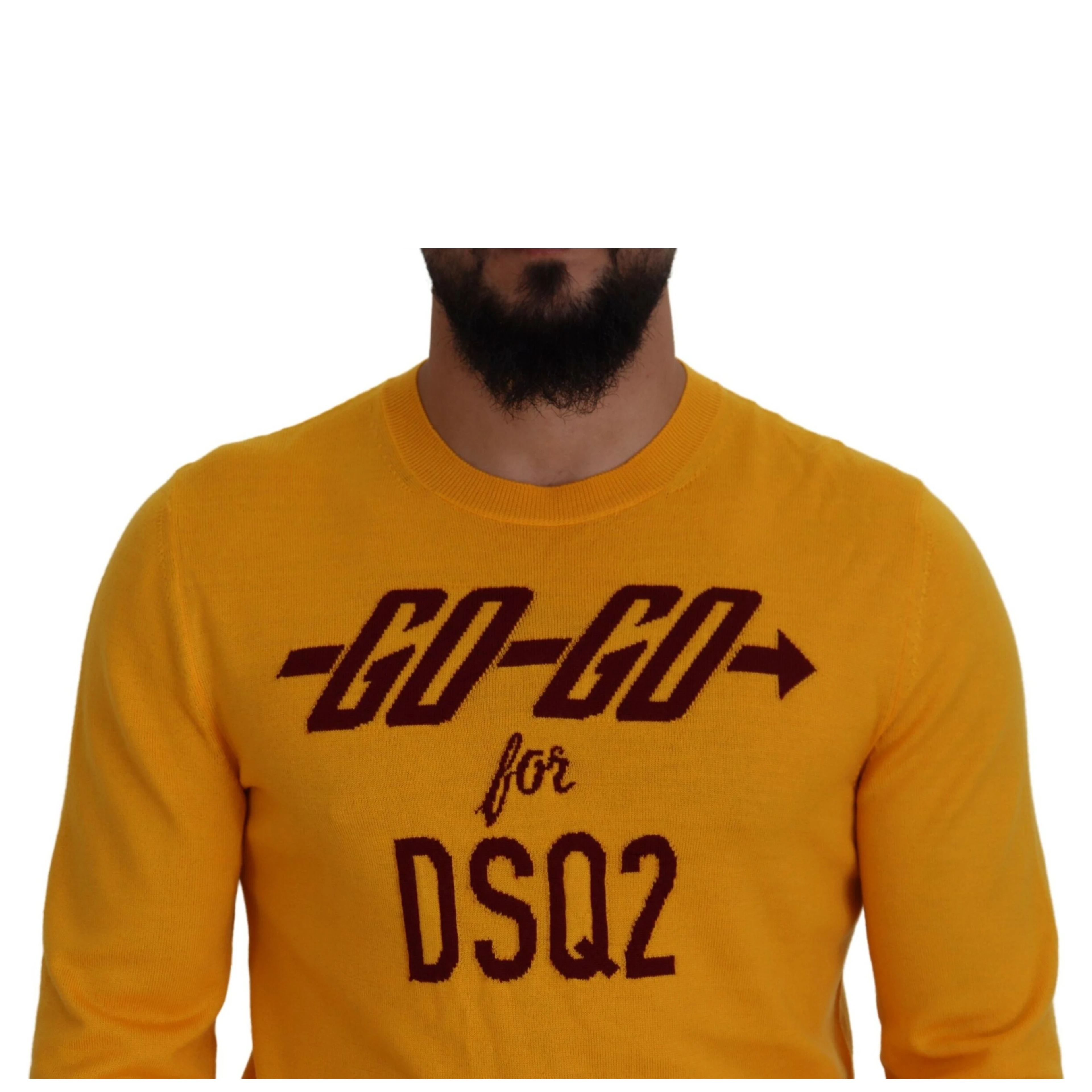 Orange Wool Long Sleeves Men Pullover Sweater