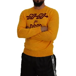 Orange Wool Long Sleeves Men Pullover Sweater