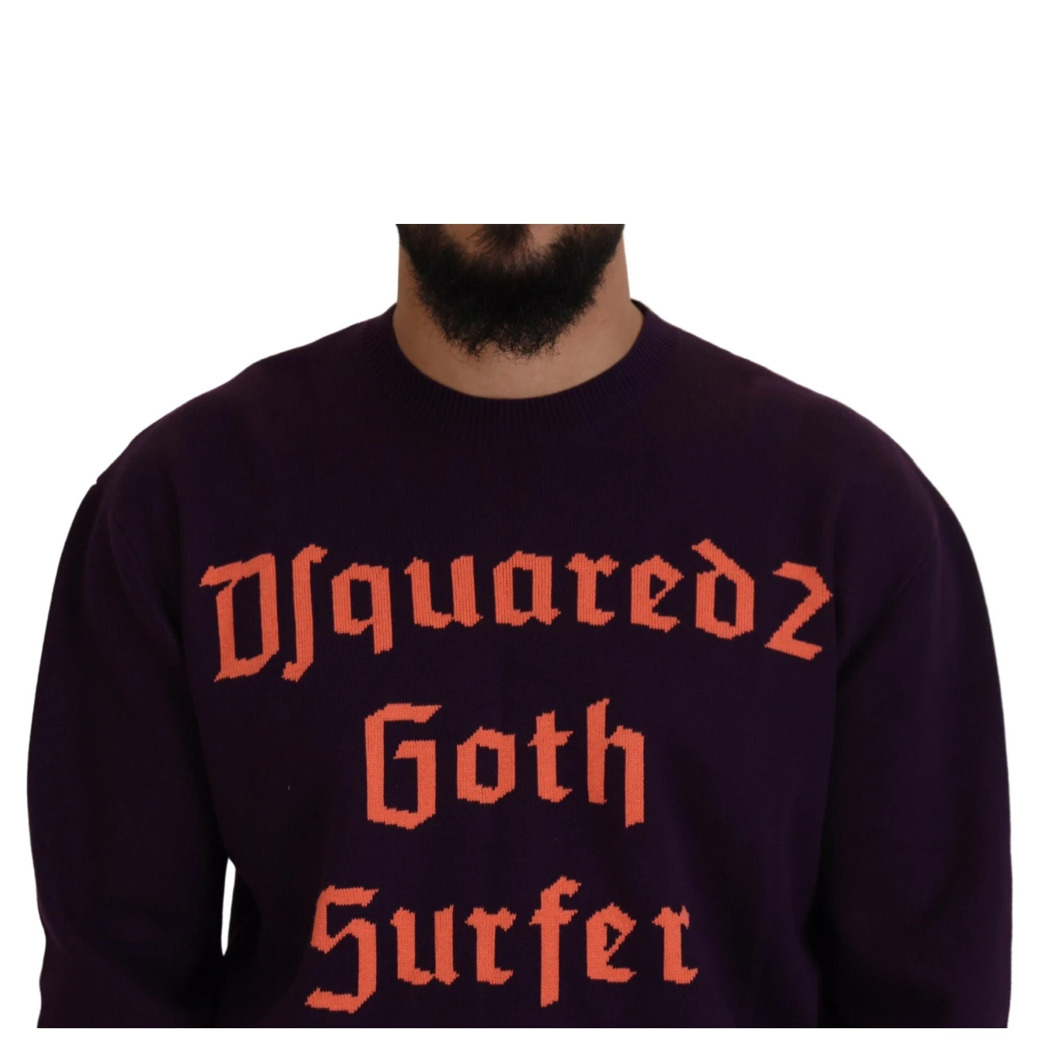 Purple Cotton Printed Men Pullover Sweater
