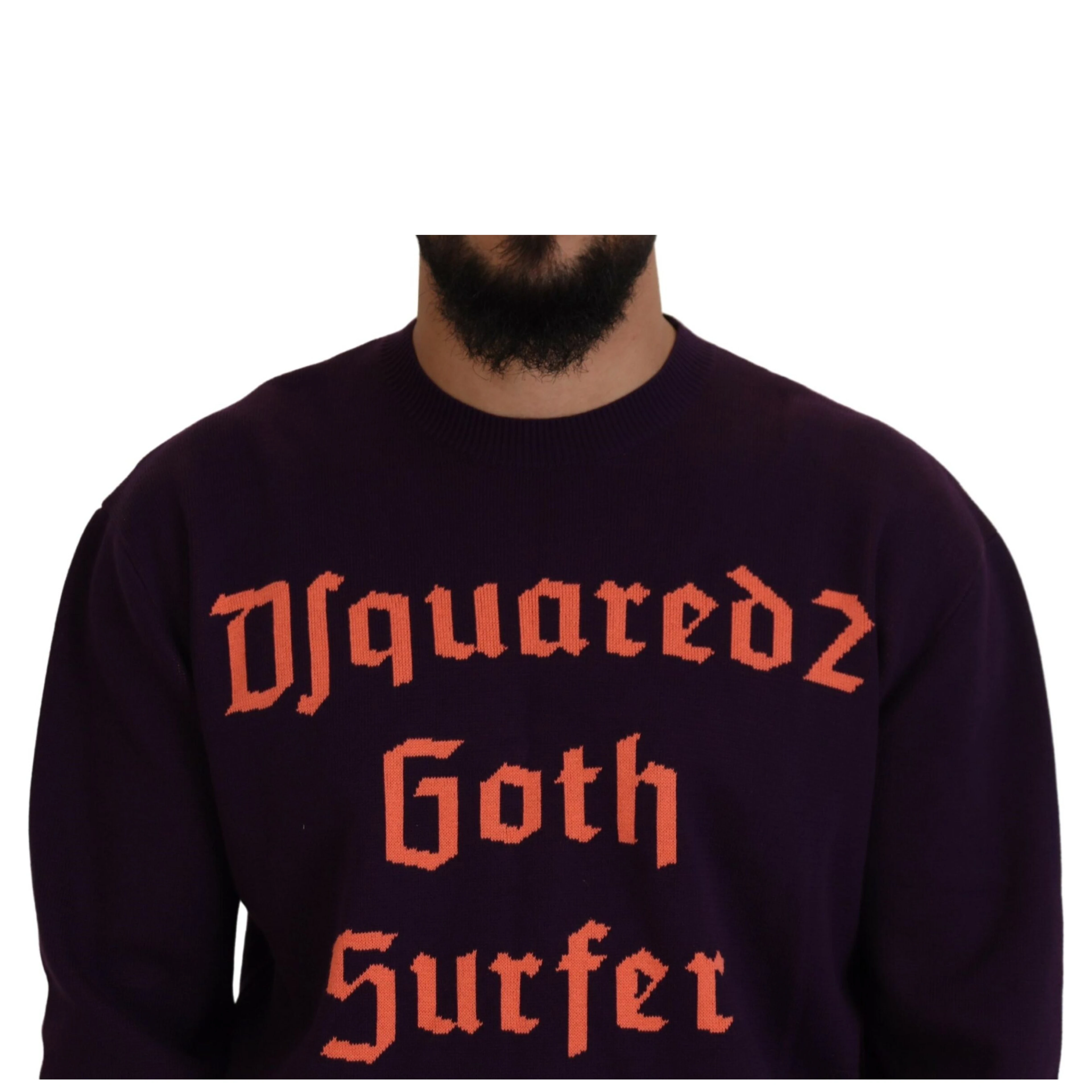 Purple Cotton Printed Men Pullover Sweater