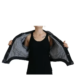 Gray Washed Cotton Cropped Denim Jacket