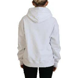 White Logo Patch Cotton Hoodie Sweatshirt Sweater