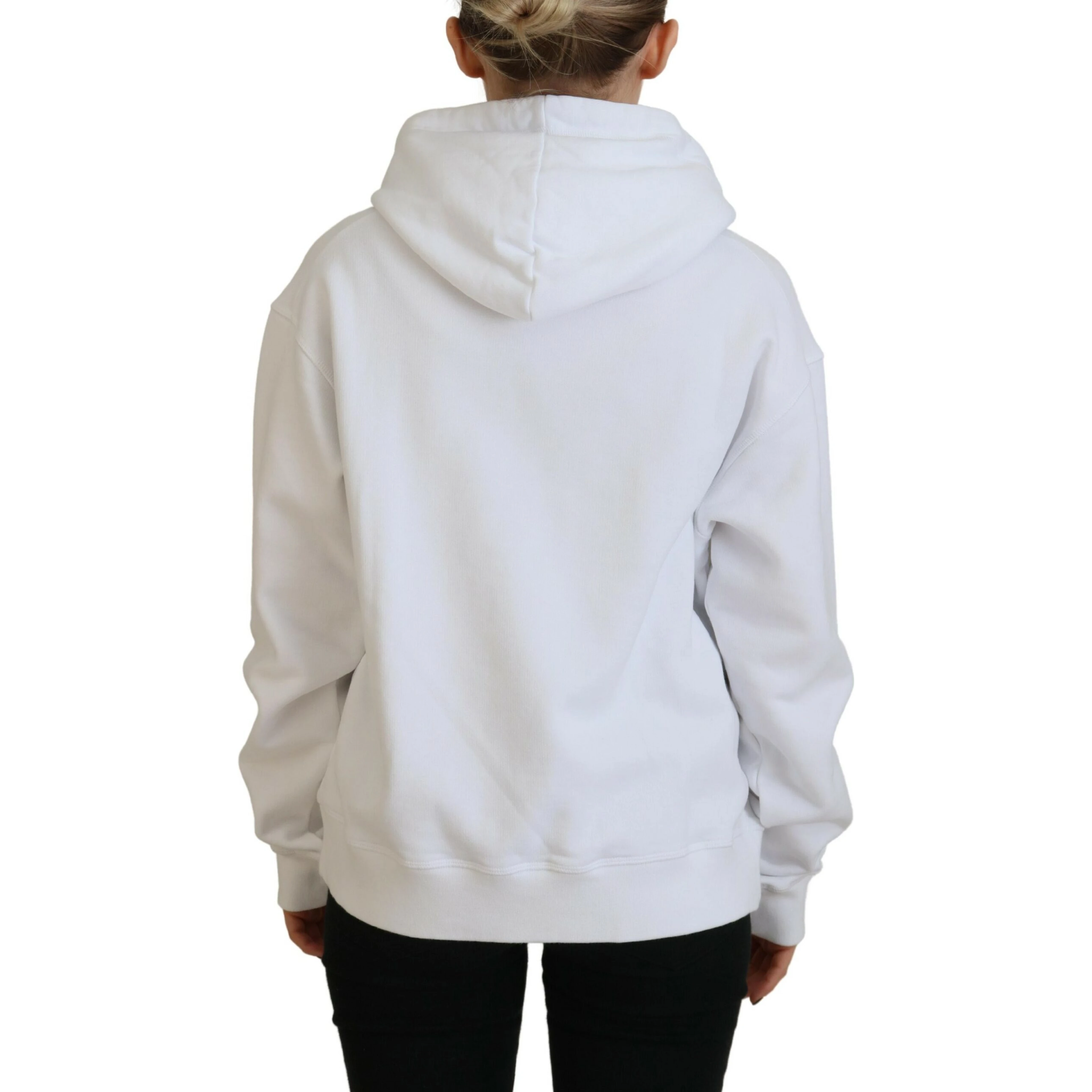 White Logo Patch Cotton Hoodie Sweatshirt Sweater