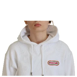 White Logo Patch Cotton Hoodie Sweatshirt Sweater