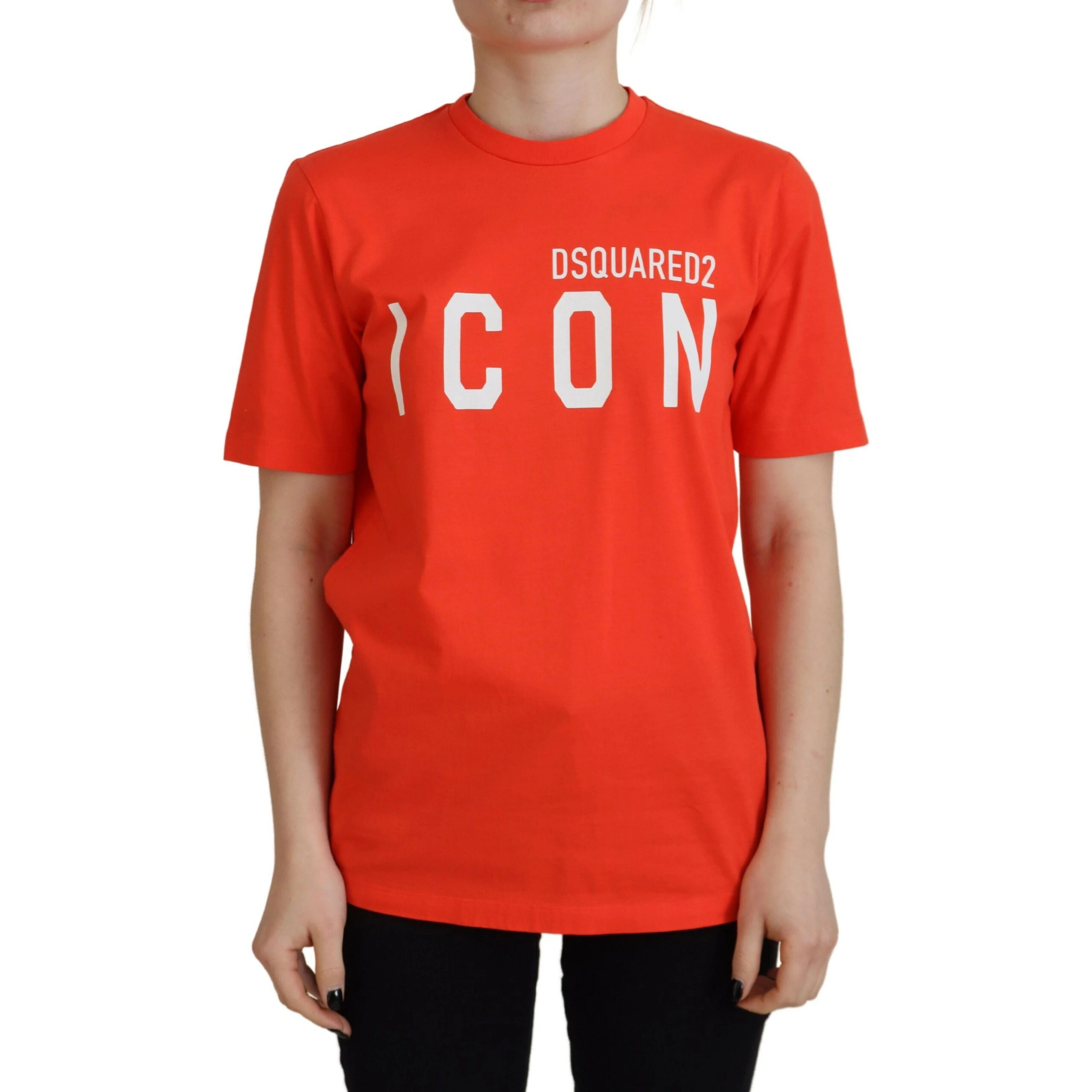 Orange Cotton Shiny Icon East Tee Crewneck T-shirt