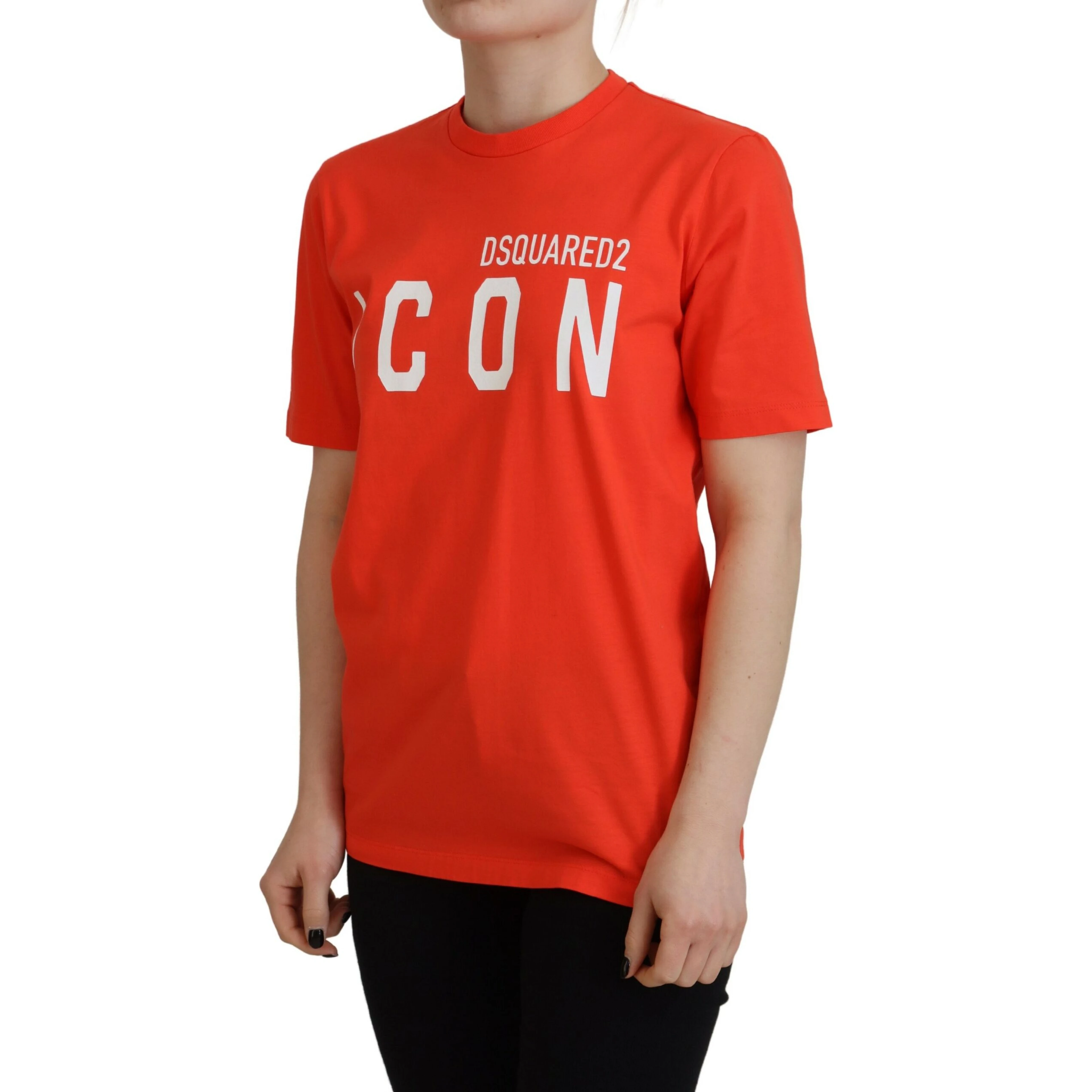 Orange Cotton Shiny Icon East Tee Crewneck T-shirt