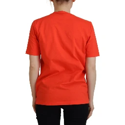 Orange Cotton Shiny Icon East Tee Crewneck T-shirt