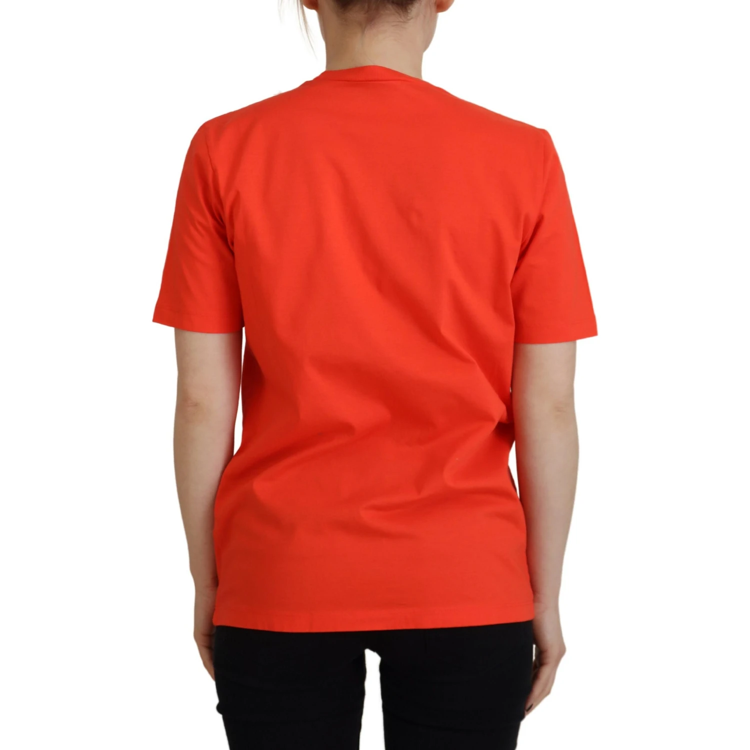 Orange Cotton Shiny Icon East Tee Crewneck T-shirt