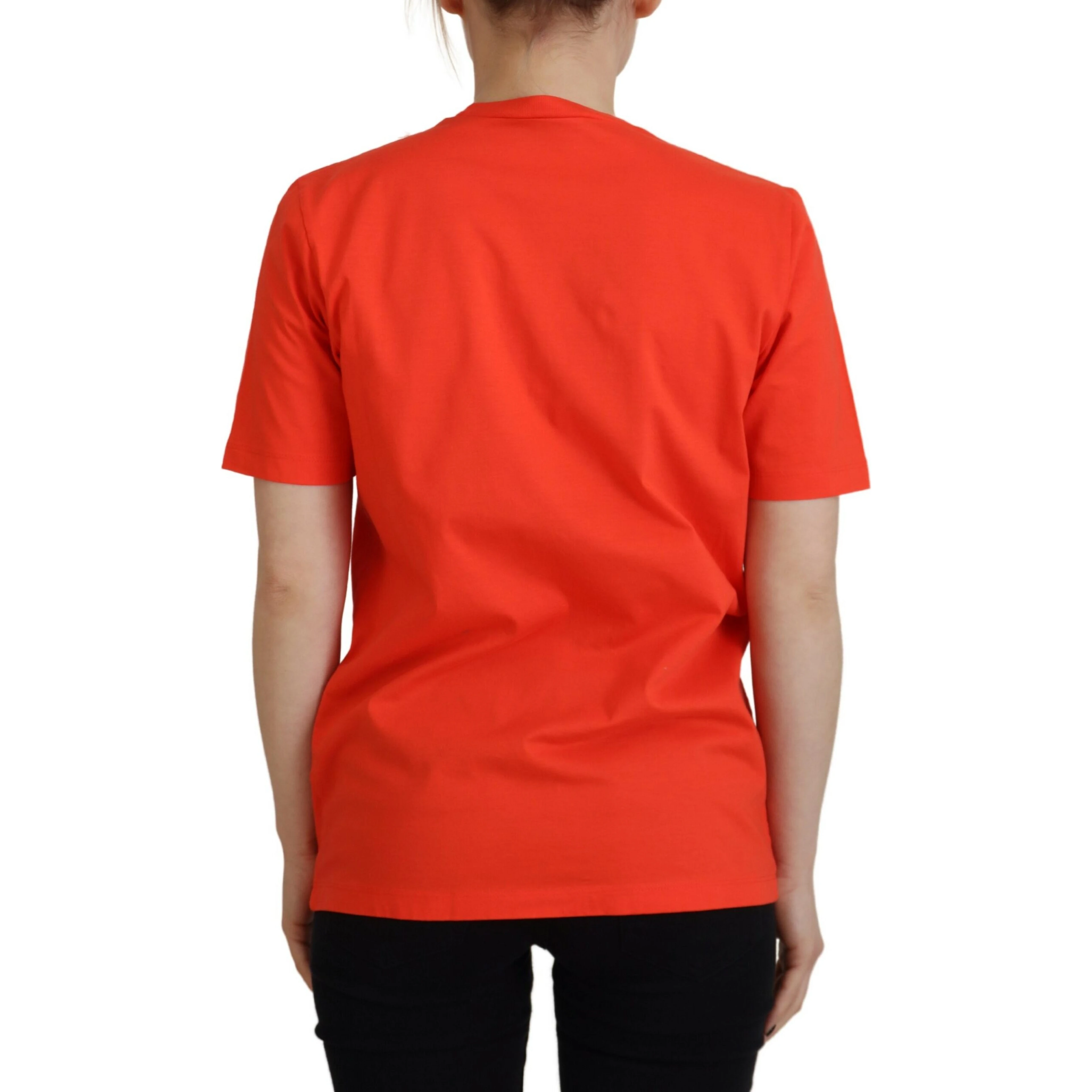 Orange Cotton Shiny Icon East Tee Crewneck T-shirt