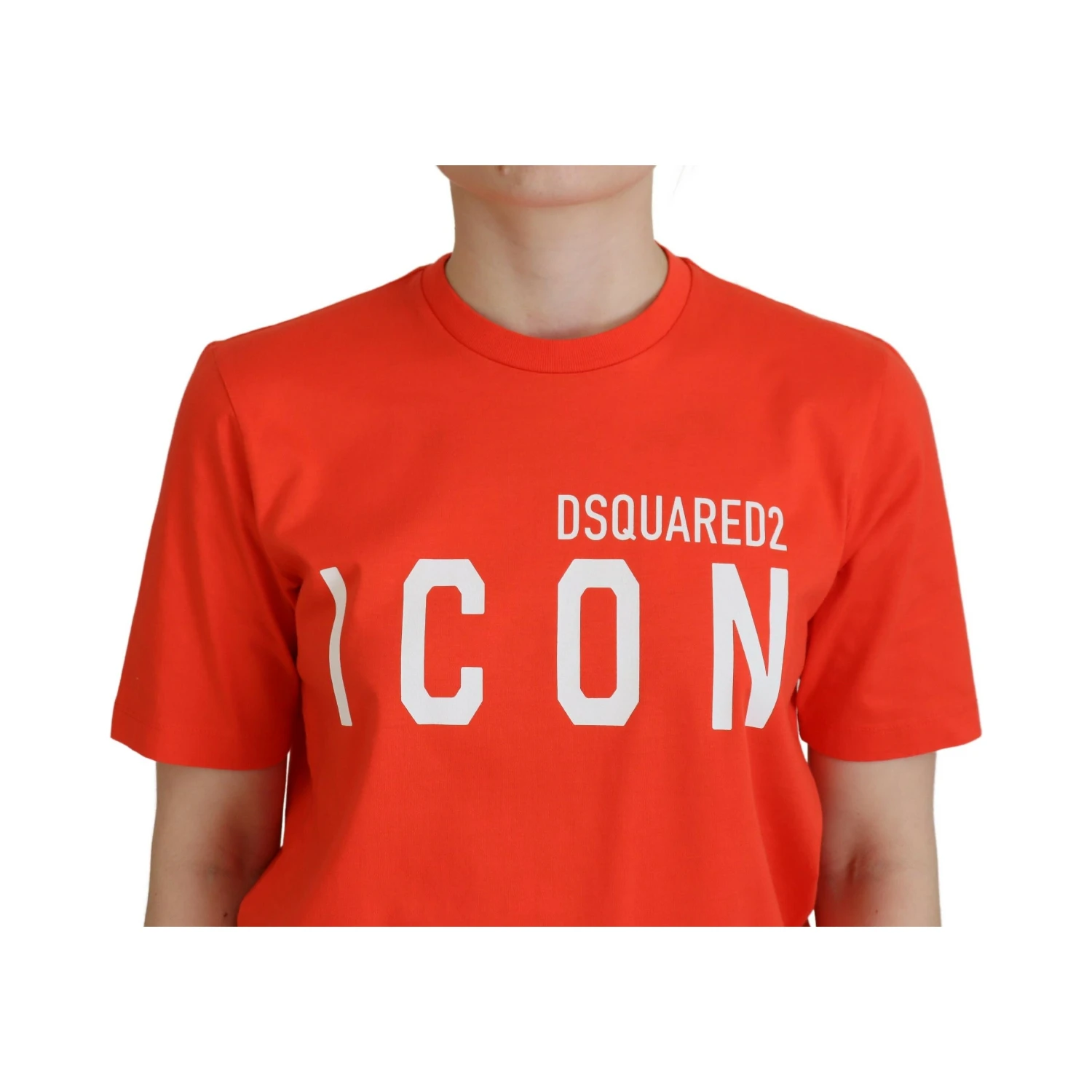 Orange Cotton Shiny Icon East Tee Crewneck T-shirt
