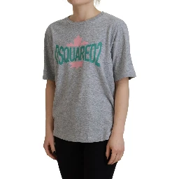 Gray Logo Cotton Crewneck Short Sleeve Tee T-shirt