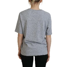 Gray Logo Cotton Crewneck Short Sleeve Tee T-shirt