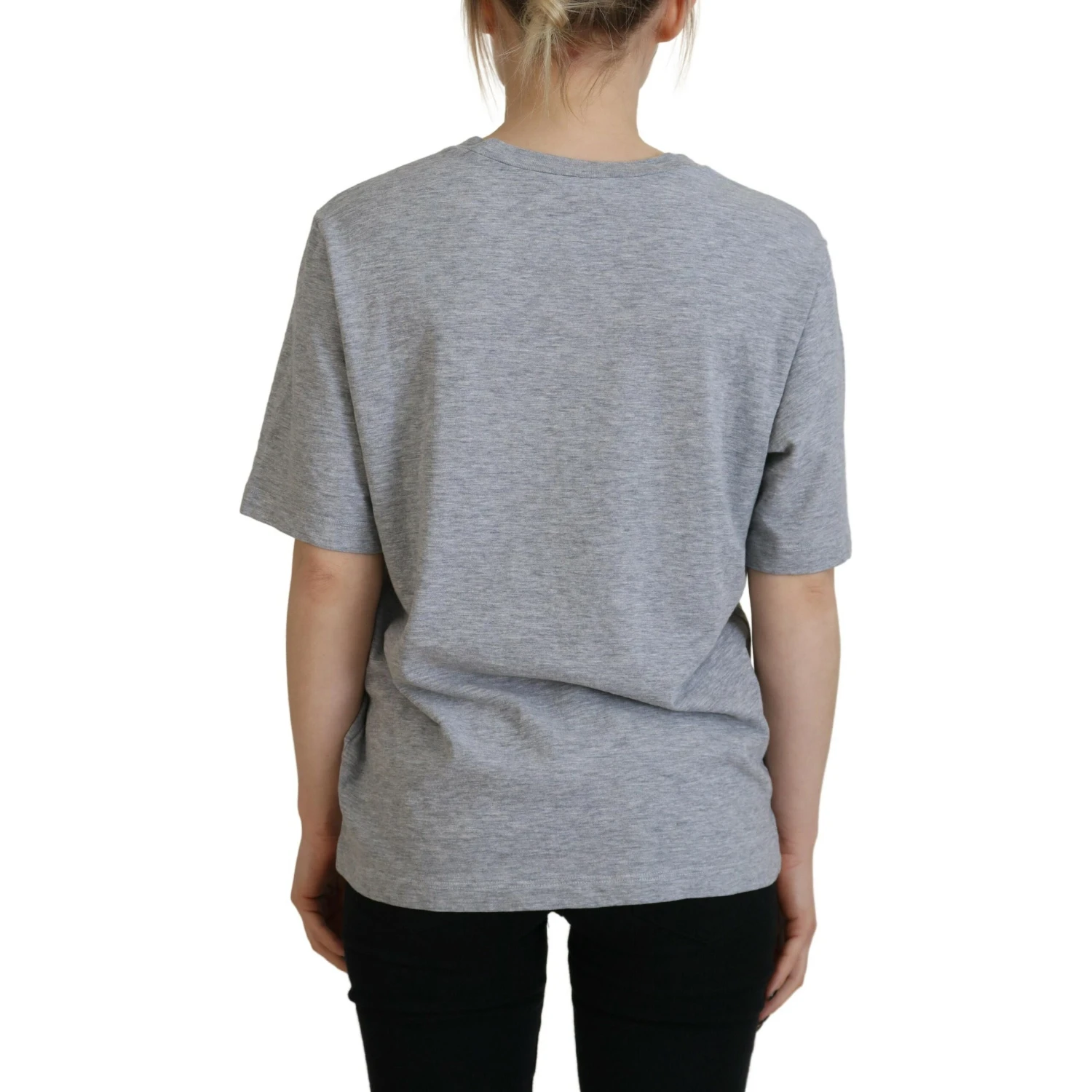 Gray Logo Cotton Crewneck Short Sleeve Tee T-shirt