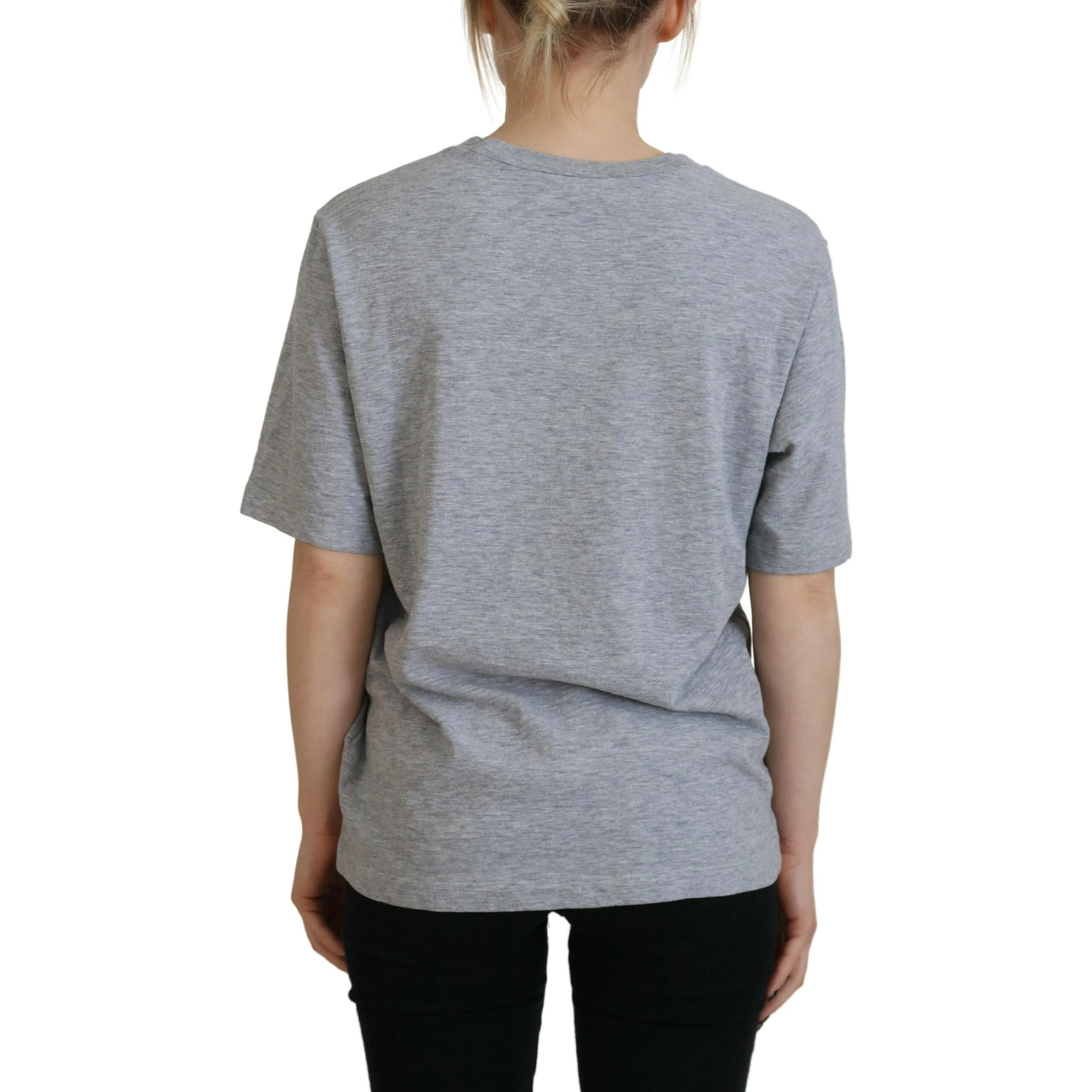 Gray Logo Cotton Crewneck Short Sleeve Tee T-shirt