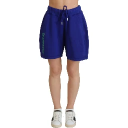 Blue Logo Cotton High Waist Sweatshorts Shorts