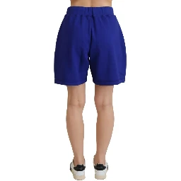 Blue Logo Cotton High Waist Sweatshorts Shorts