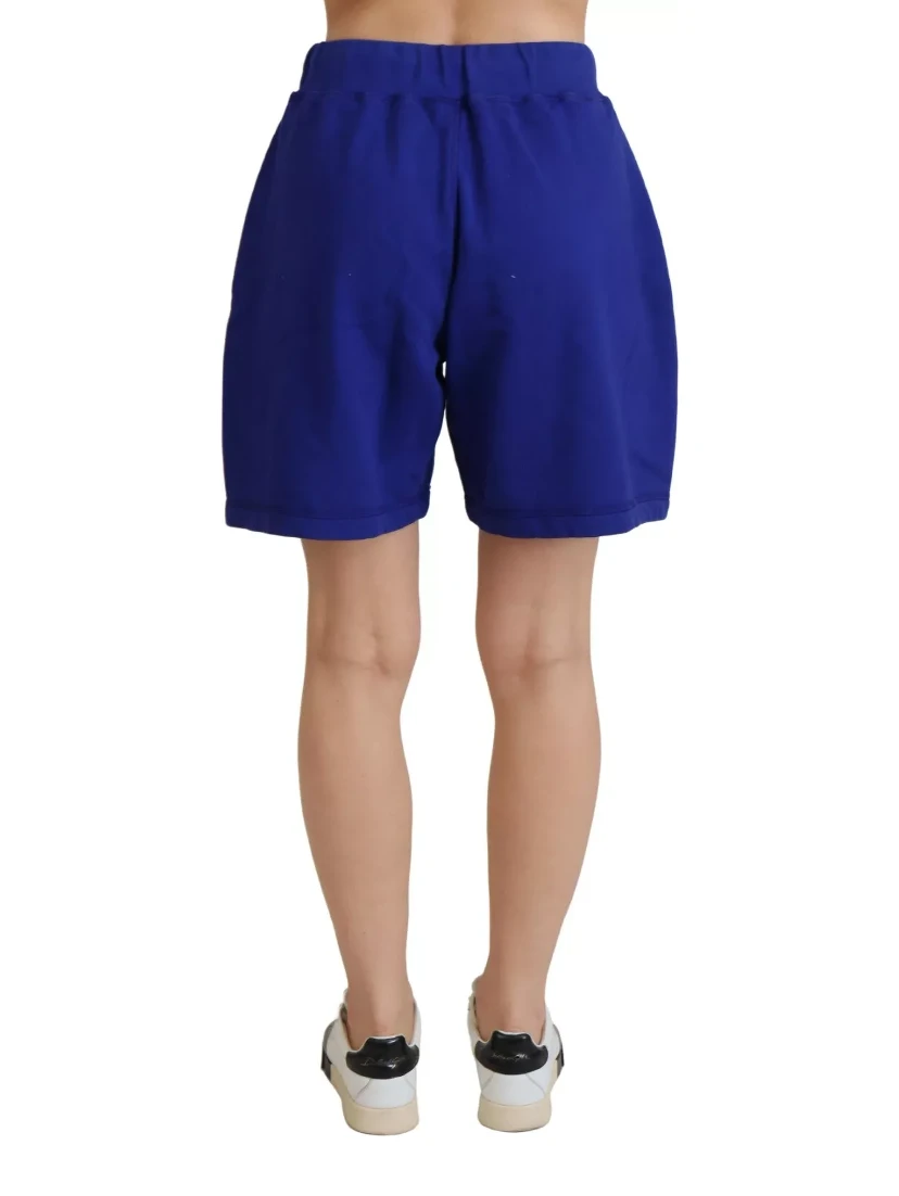 Blue Logo Cotton High Waist Sweatshorts Shorts
