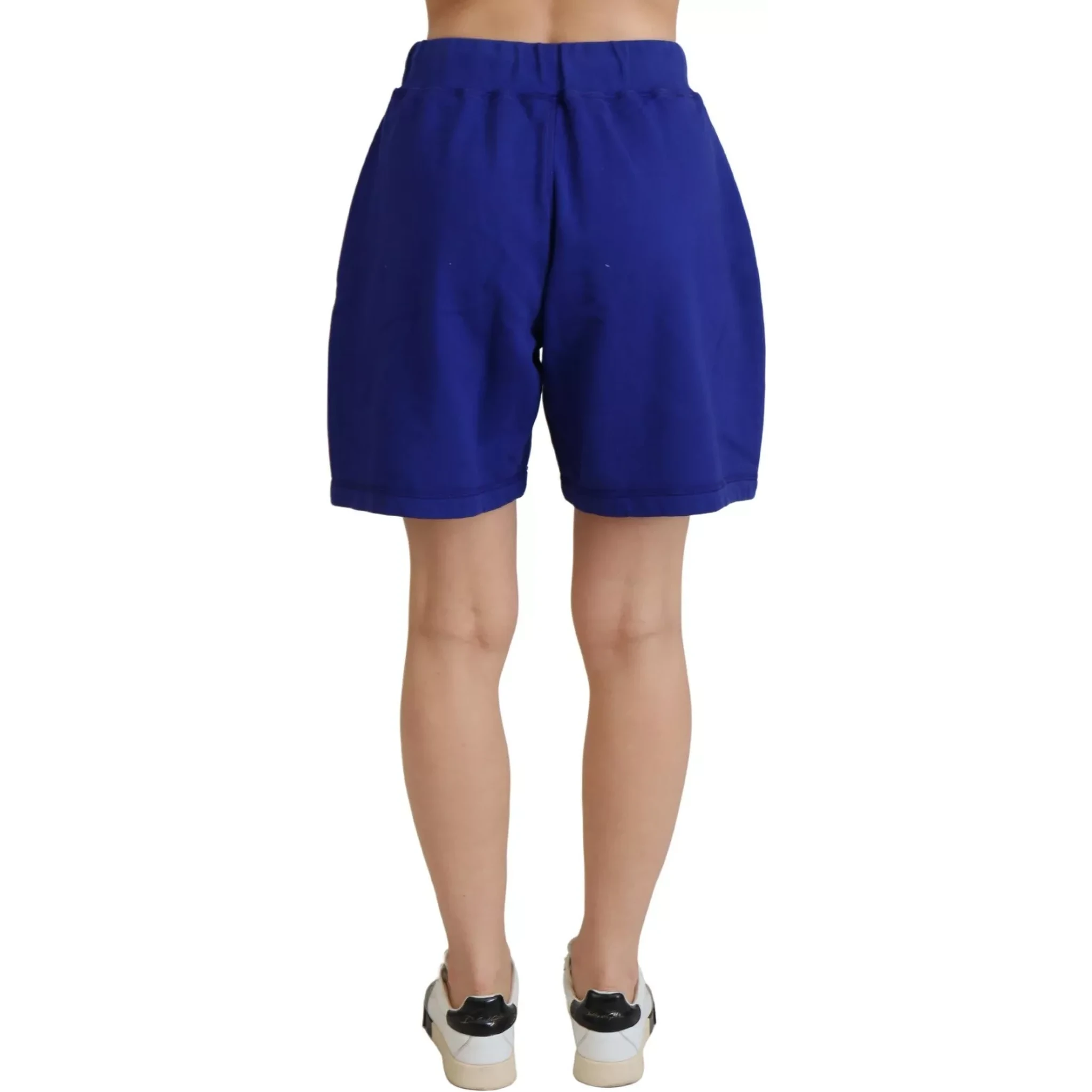Blue Logo Cotton High Waist Sweatshorts Shorts