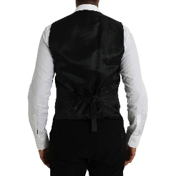 Black Wool Waistcoat Dress Formal Vest