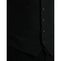 Black Wool Waistcoat Dress Formal Vest