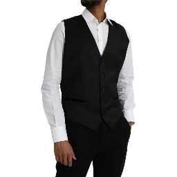 Black Silk Waistcoat Dress Formal Vest