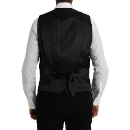 Black Silk Waistcoat Dress Formal Vest