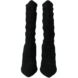 Black Stiletto Heels Mid Calf Boots Shoes