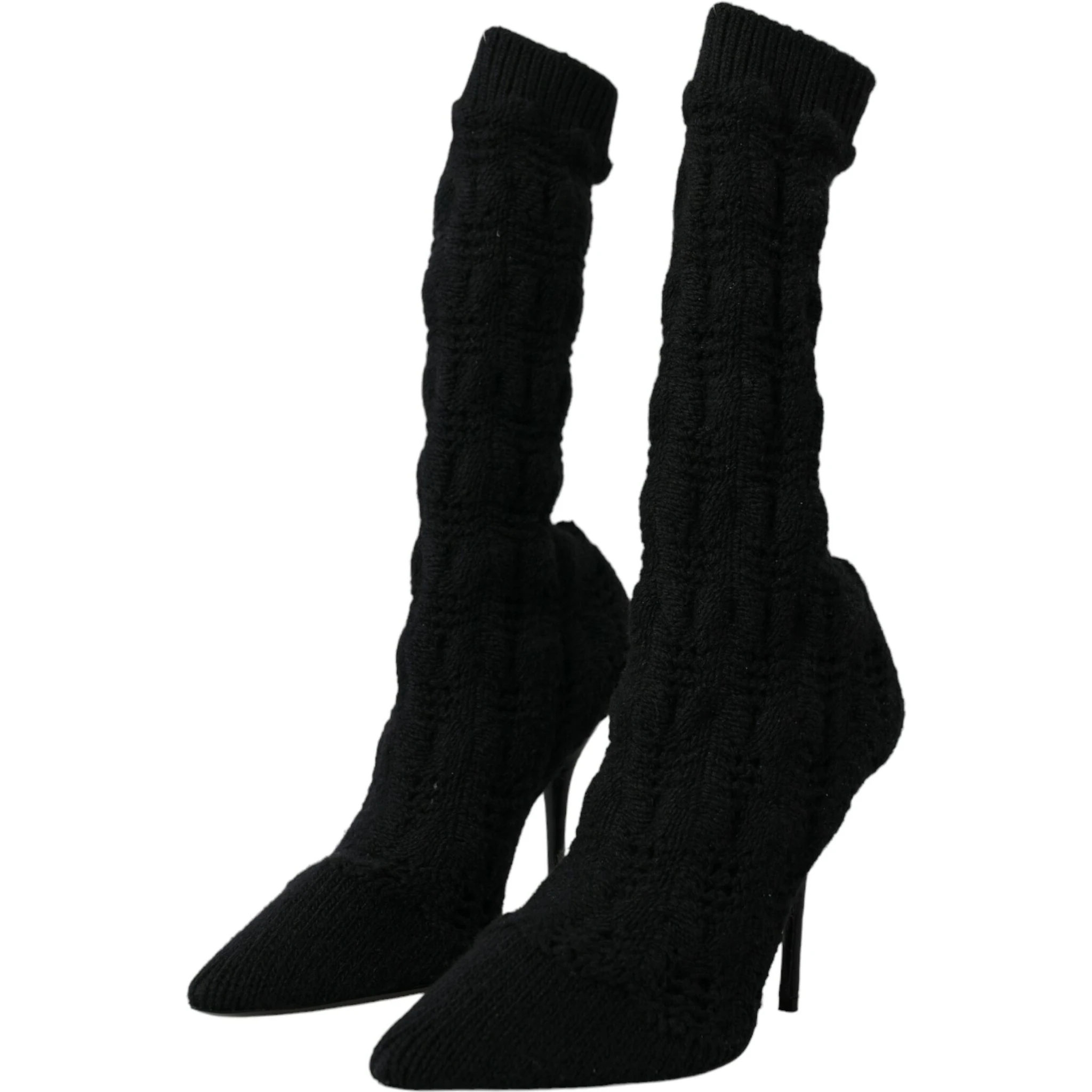 Black Stiletto Heels Mid Calf Boots Shoes