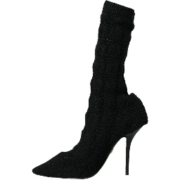 Black Stiletto Heels Mid Calf Boots Shoes