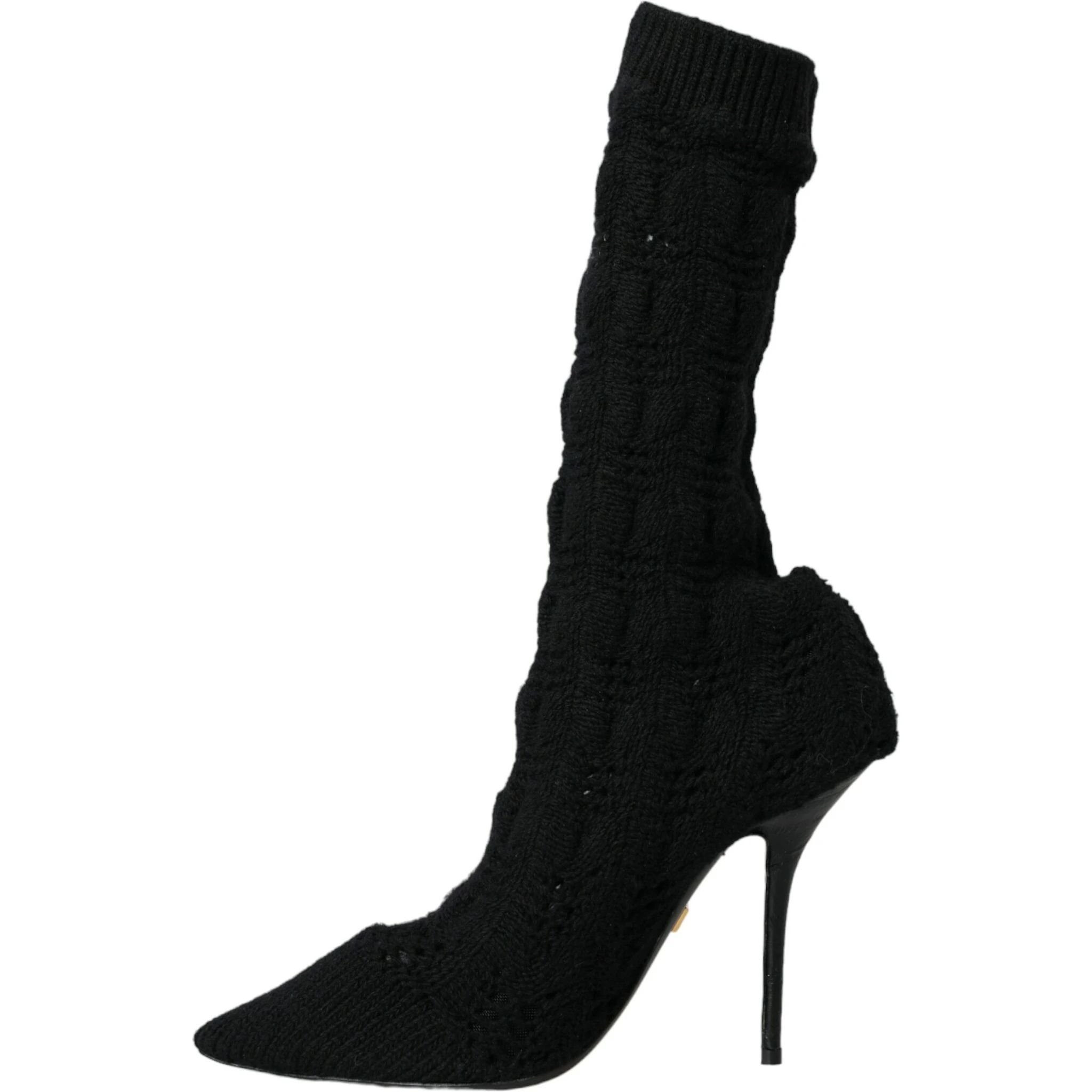 Black Stiletto Heels Mid Calf Boots Shoes