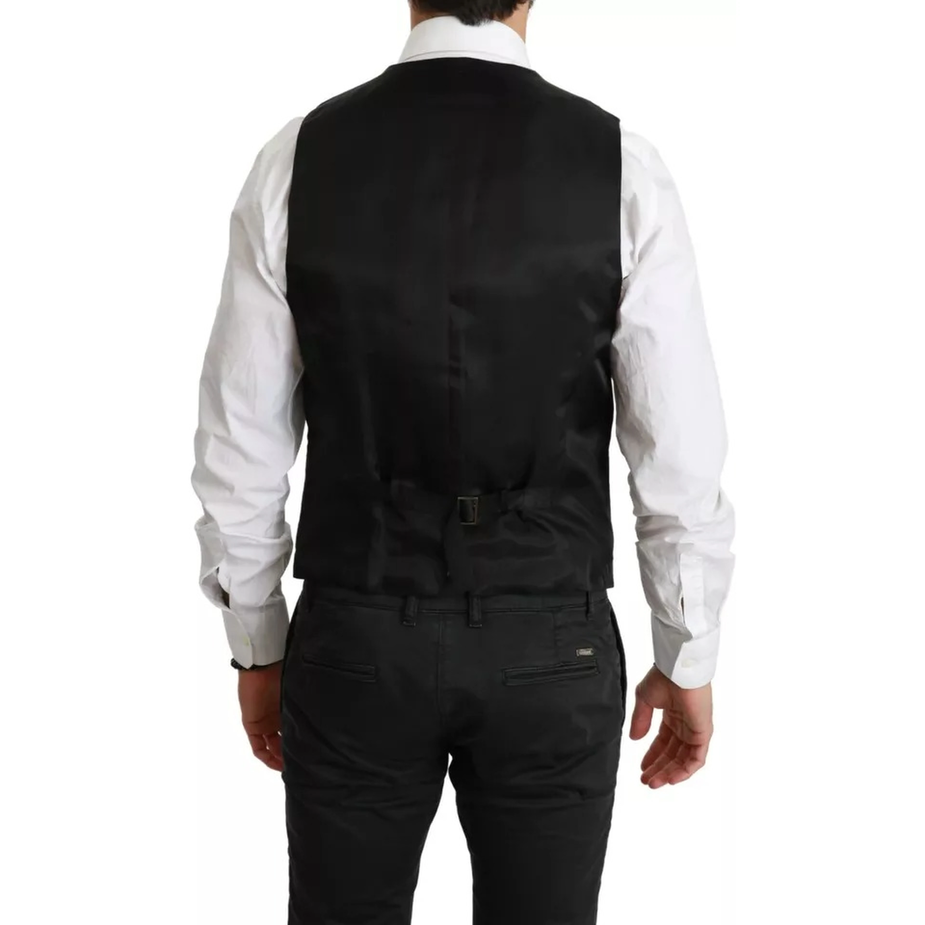Black Wool Stretch Waistcoat Formal Dress Vest