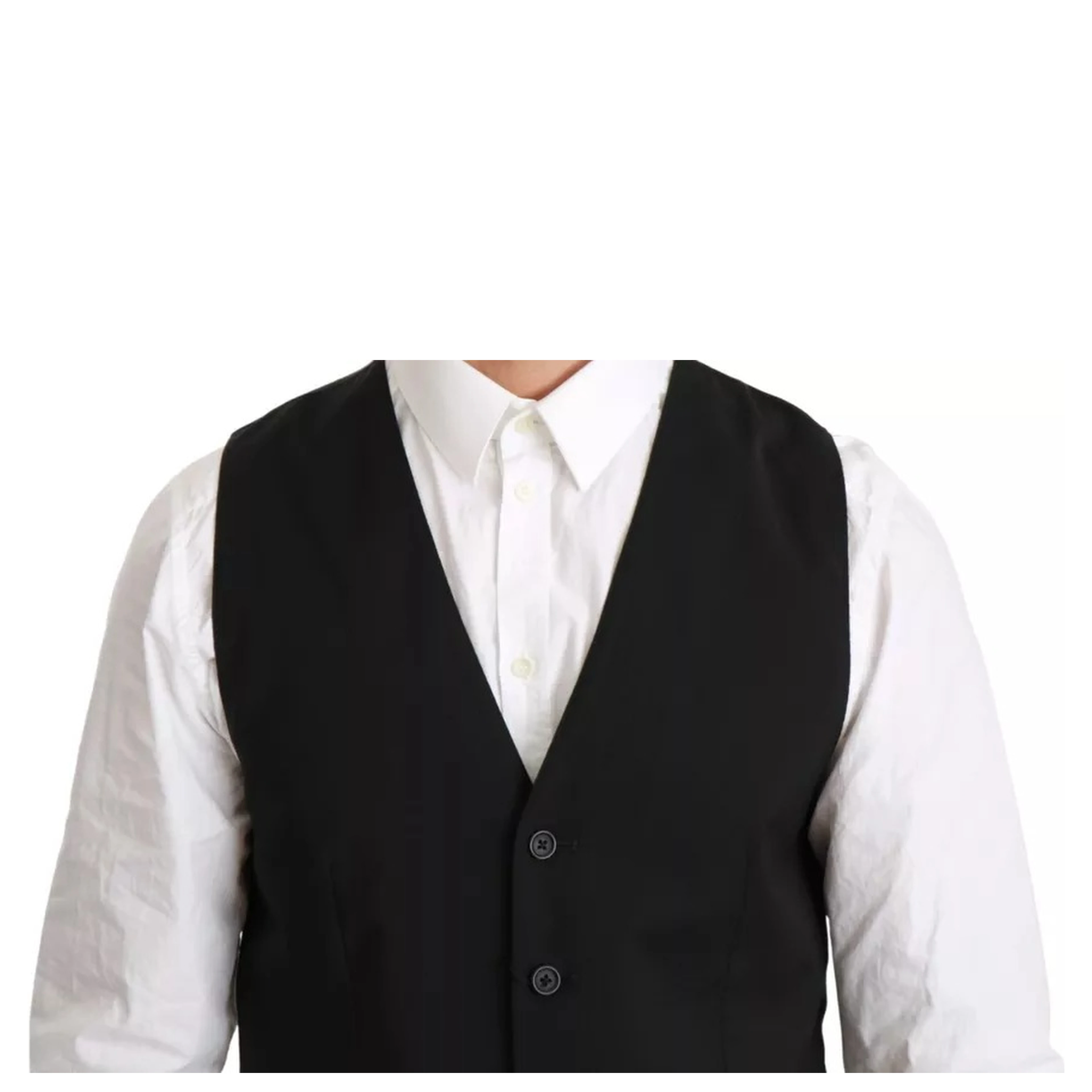 Black Wool Stretch Waistcoat Formal Dress Vest