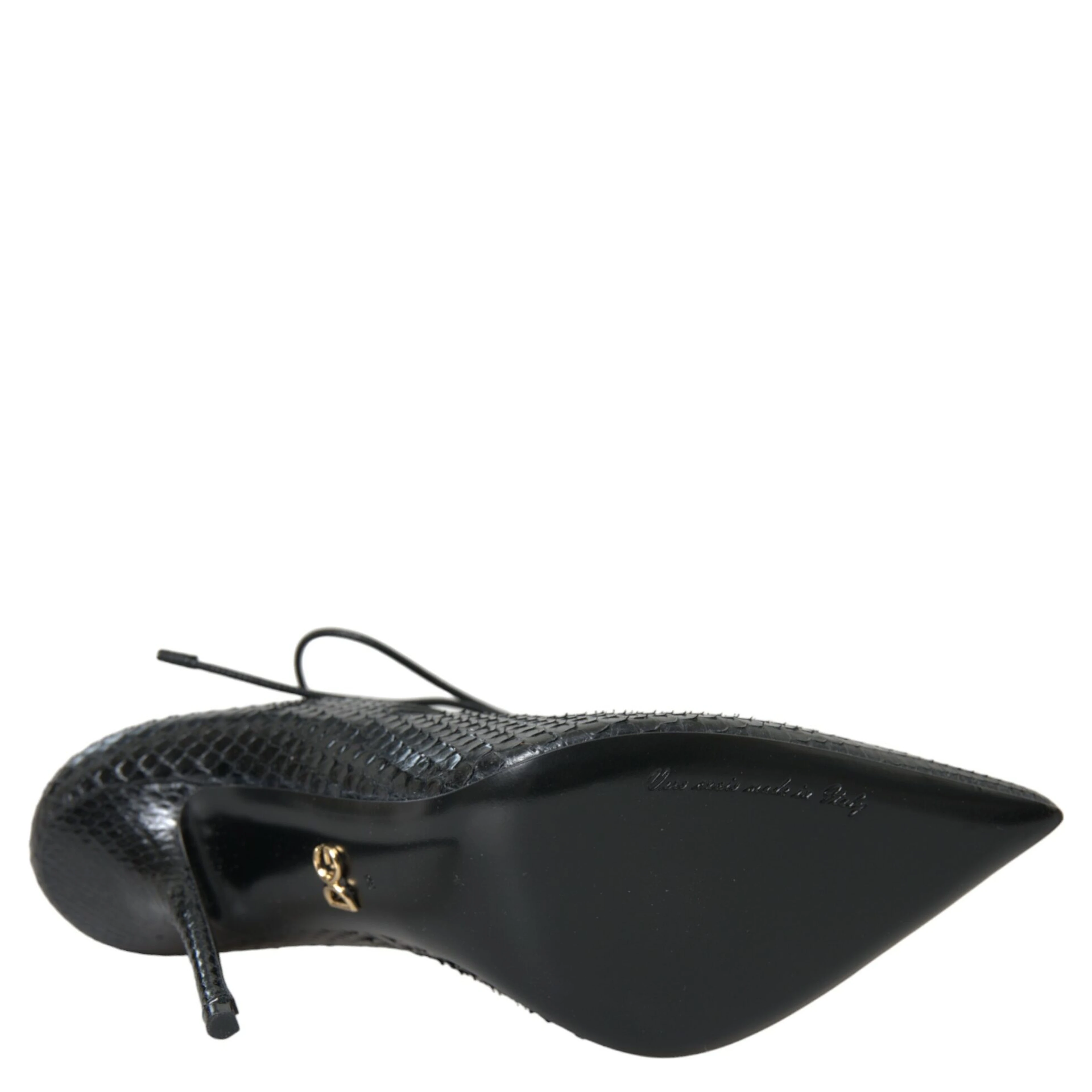 Black Python Leather Mary Jane Pumps Shoes