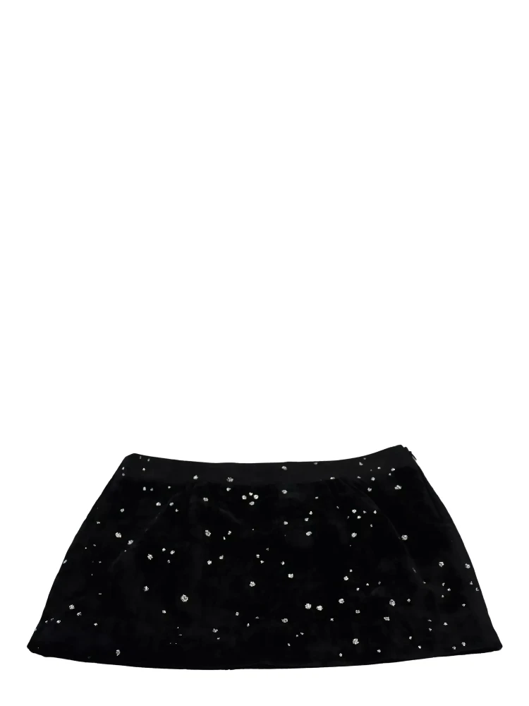 Black Embellished Mid Waist A-line Mini Skirt alternative