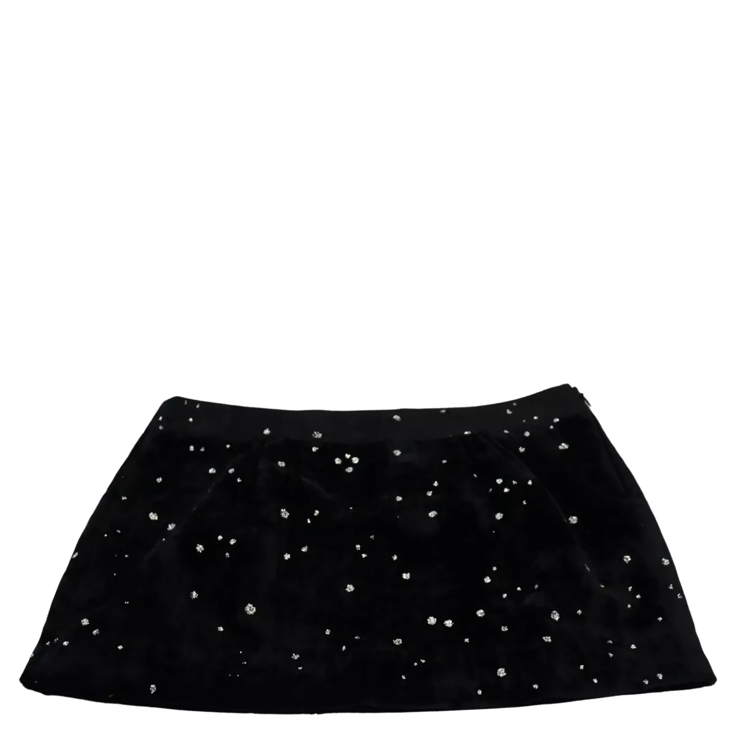 Black Embellished Mid Waist A-line Mini Skirt