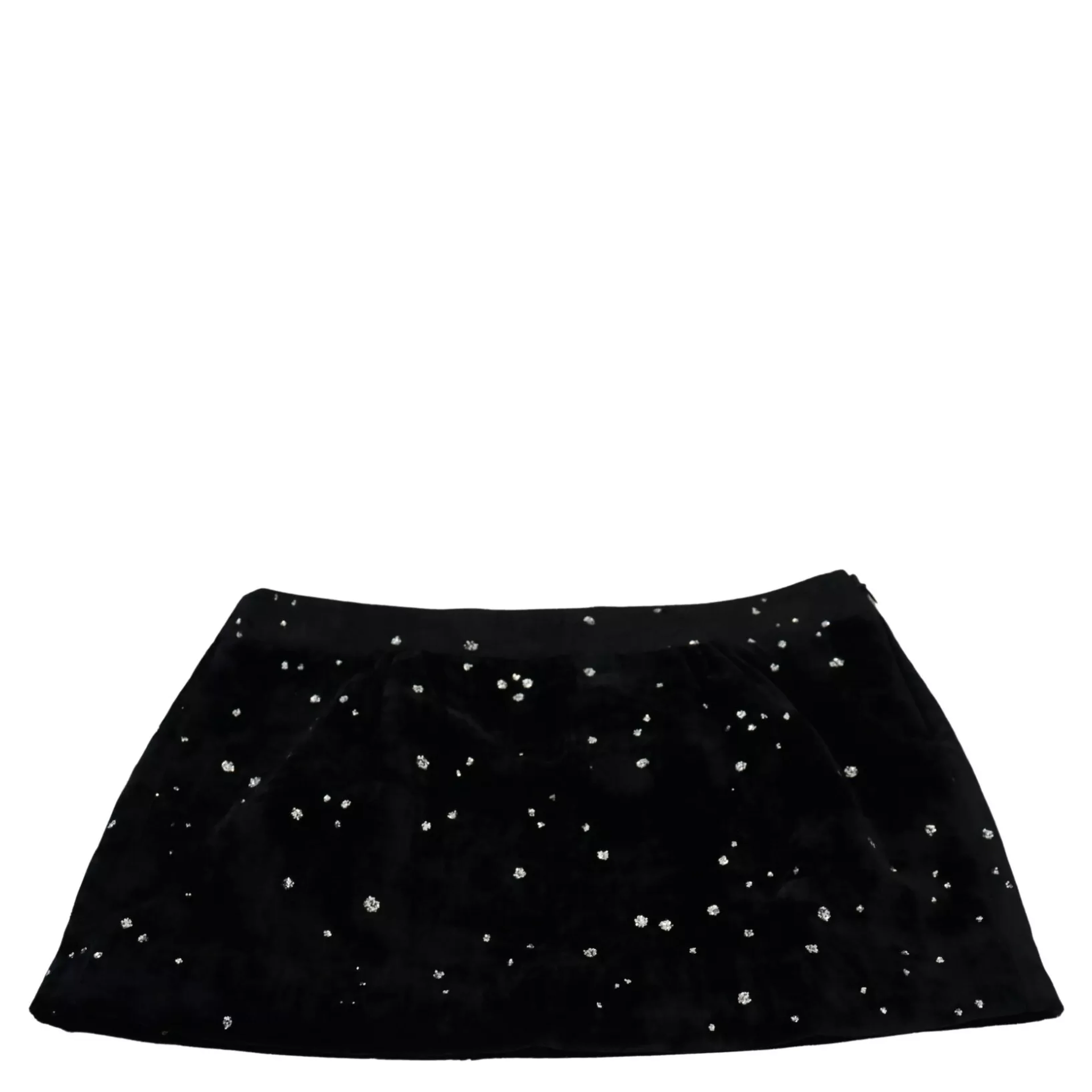 Black Embellished Mid Waist A-line Mini Skirt
