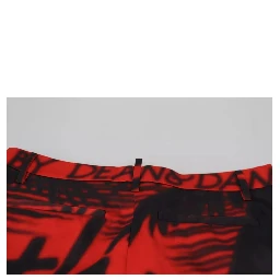 Red Printed High Waist Straight Pants