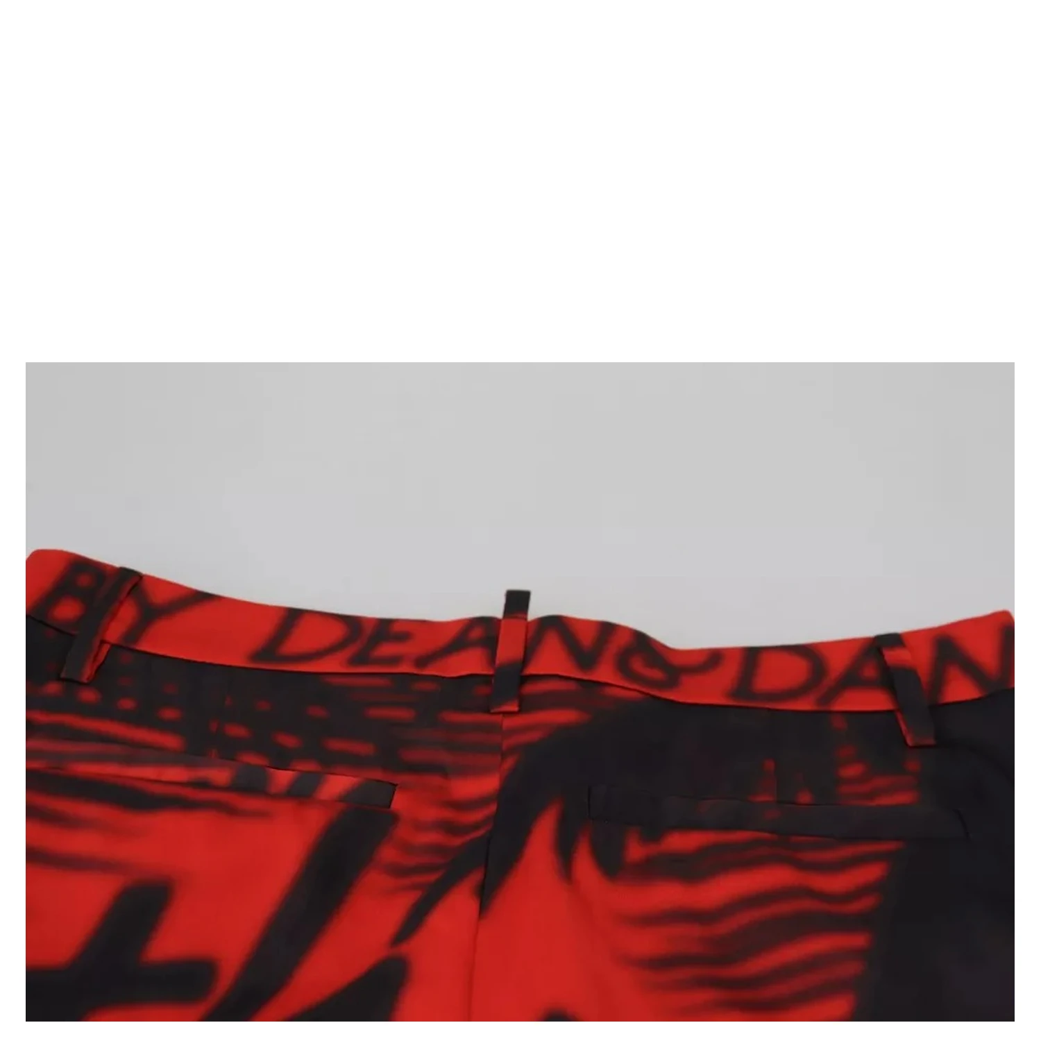 Red Printed High Waist Straight Pants