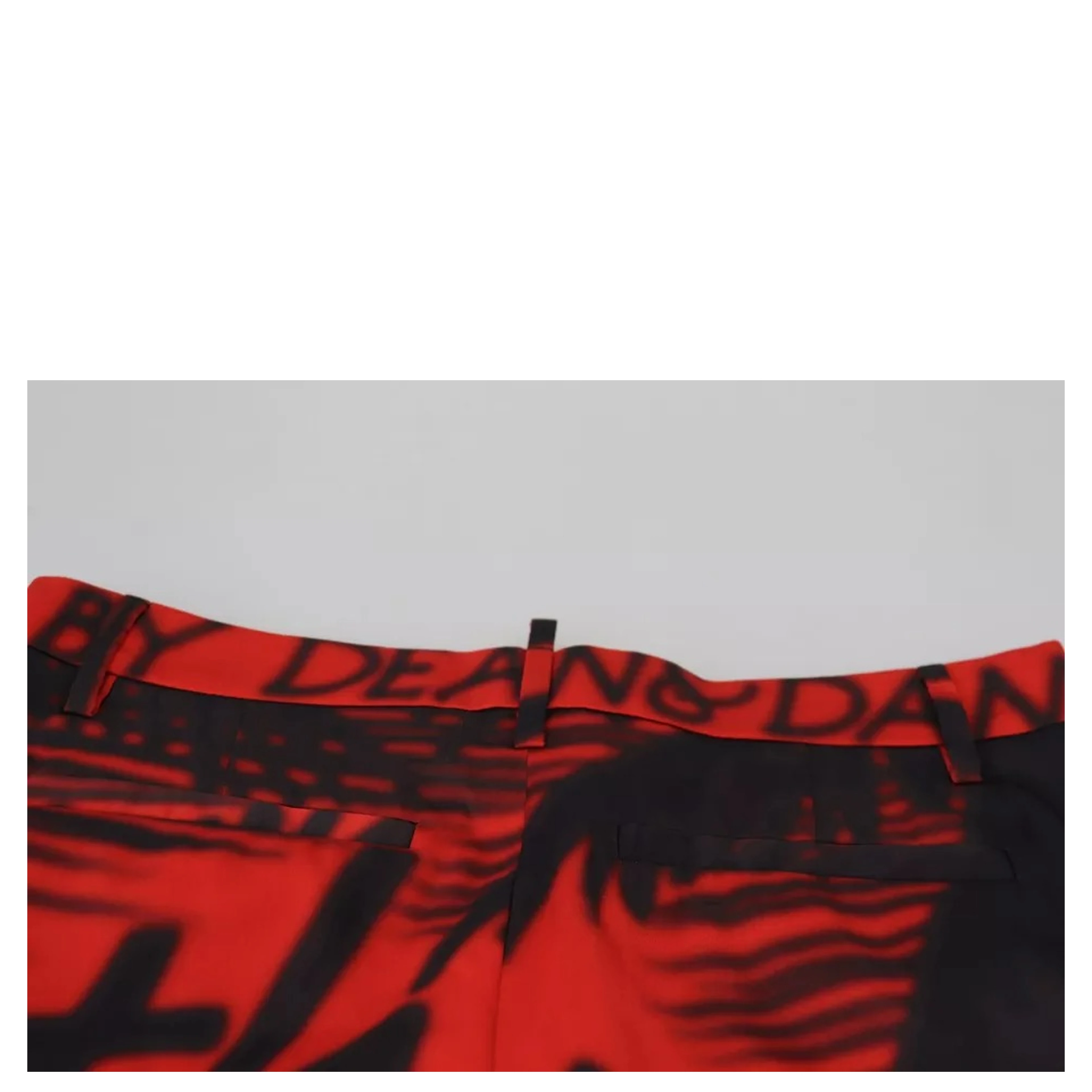 Red Printed High Waist Straight Pants